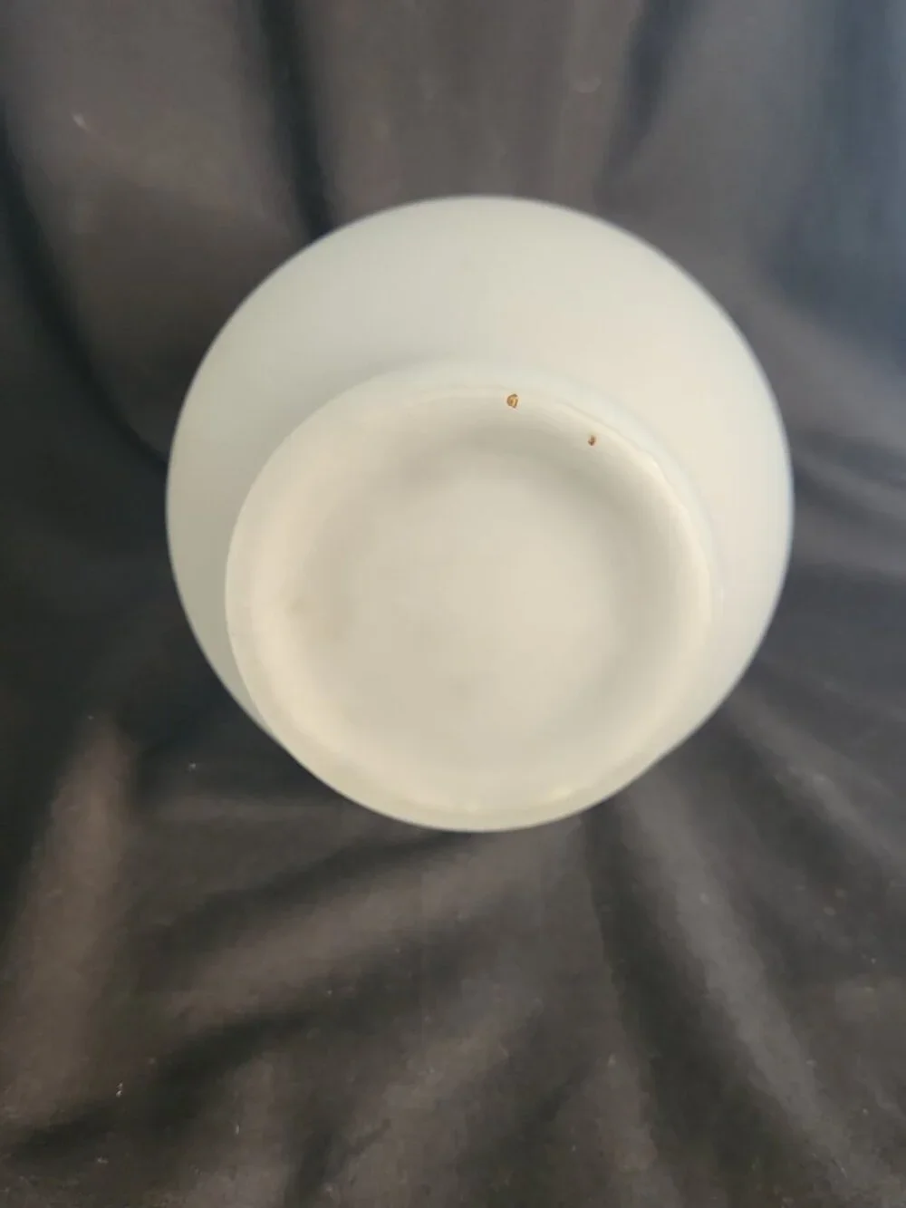 Vintage Art Deco White Frosted Glass Vase Silver Stripes/Bands & Ruffled Rim